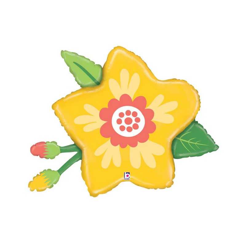 Ballon Alu Fleur Jaune Décoration