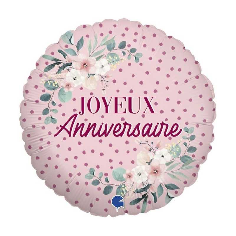 Ballon Alu Joyeux Anniversaire Rose en français