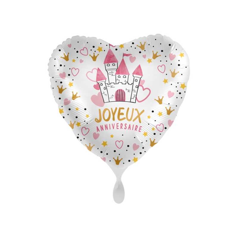 Ballon Alu Joyeux Anniversaire Princesse Coeur en français