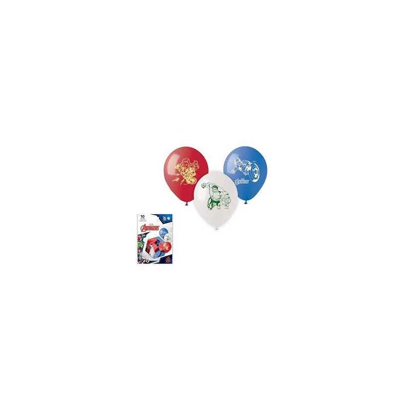 10 Ballons Latex Avengers Bleu Rouge Blanc Anniversaire