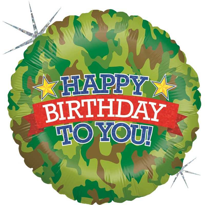 Ballon Alu Militaire Camouflage Happy Birthday