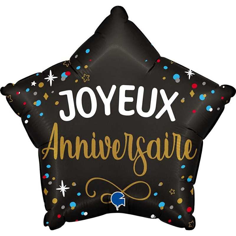 Ballon Alu Joyeux Anniversaire étoile noire