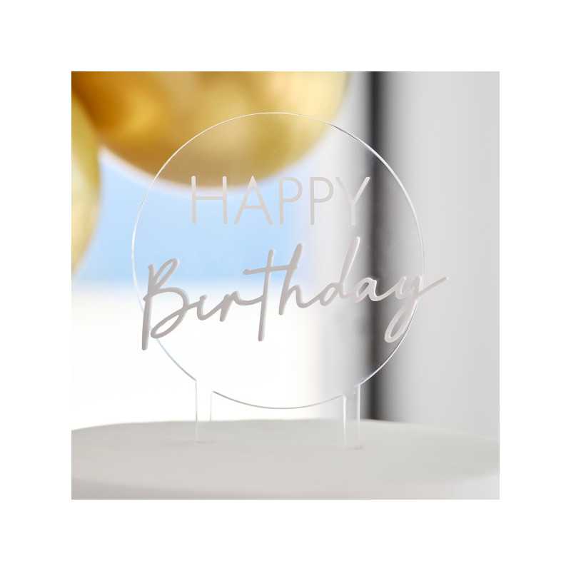 Cake Topper Transparent Acrylique Happy Birthday