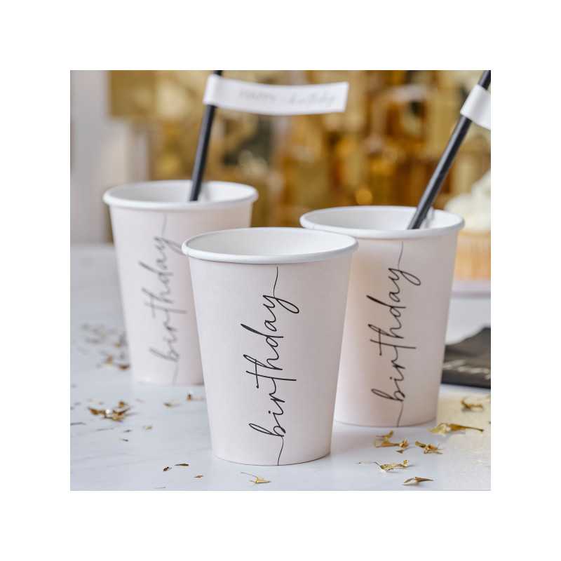 Gobelets Anniversaire Adulte noir et beige