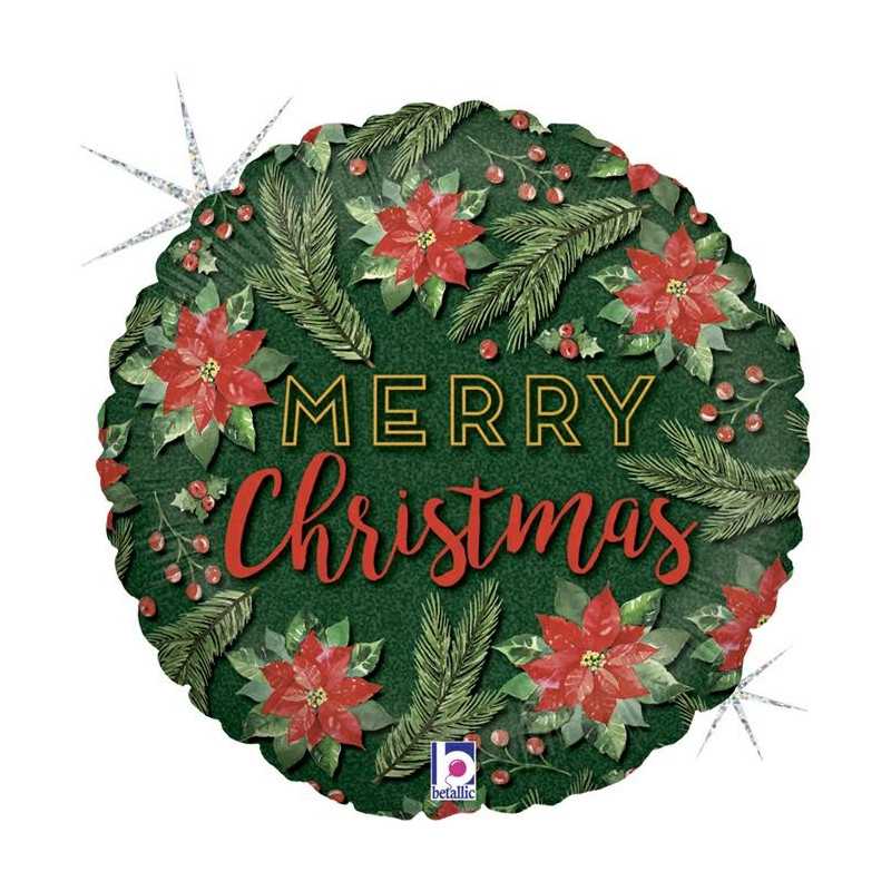 Ballon Merry Christmas Vert et Rouge
