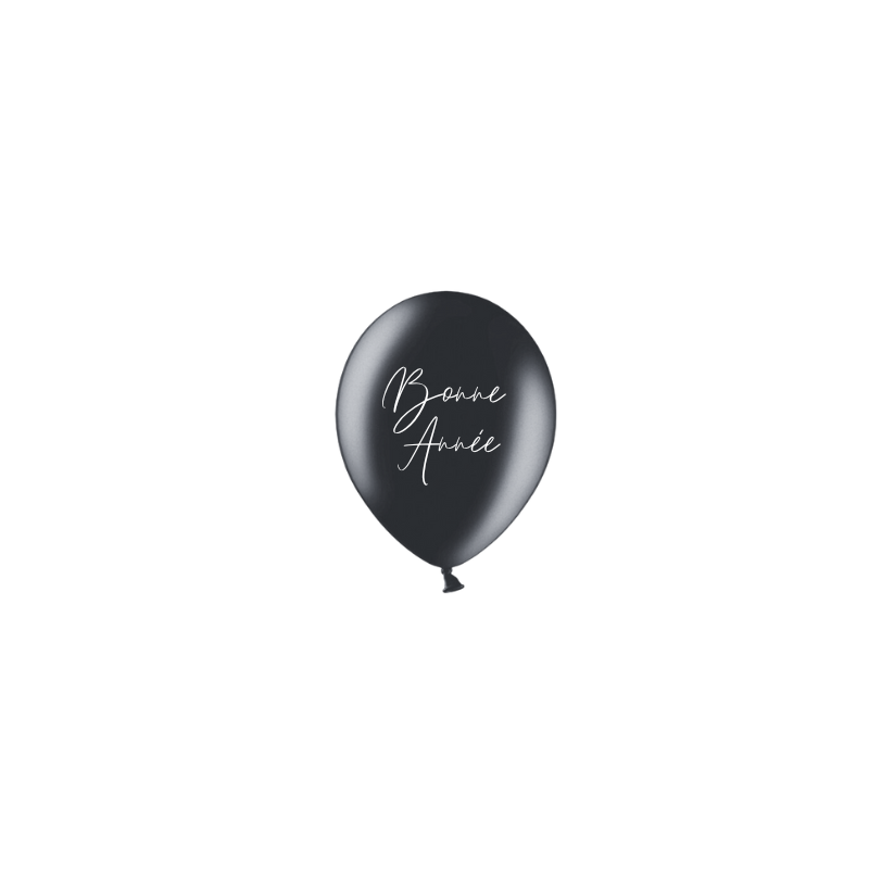 6 Ballons latex Bonne Année Noir