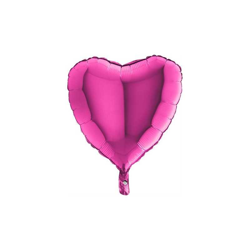 Ballon Alu Coeur Rose Framboise Brillant