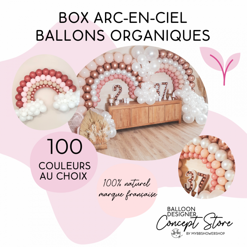 Box Arc-en-ciel en ballons organiques à personnaliser : 100 couleurs au choix