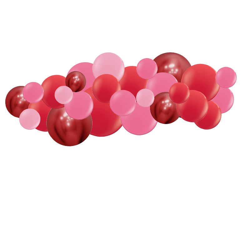 Guirlande de ballons organiques Nuage Saint Valentin Rose et Rouge