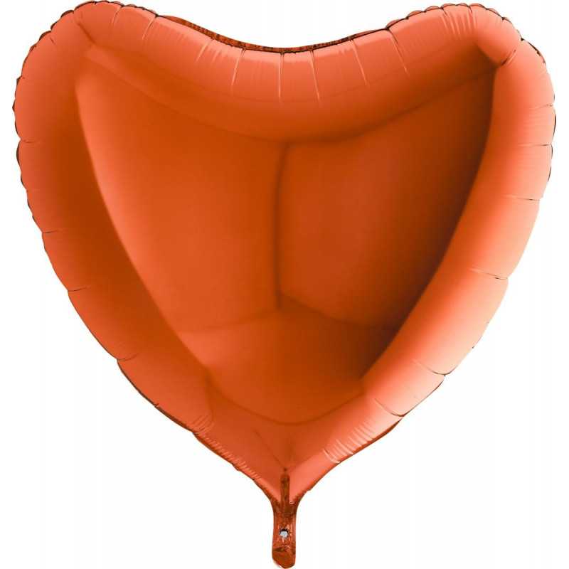 Ballon Alu Coeur Rouge Orange 46cm