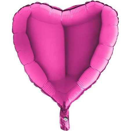 Ballon Alu Coeur Rose Framboise Brillant
