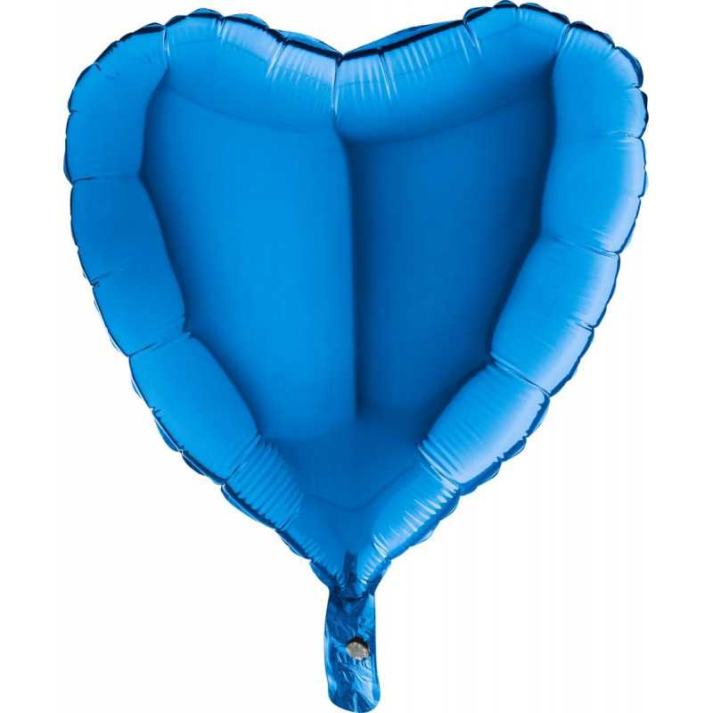 Grand Ballon Alu Coeur Bleu Brillant 56cm