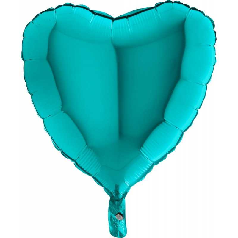 Ballon XXL Alu Coeur Bleu Tiffany Brillant 91cm