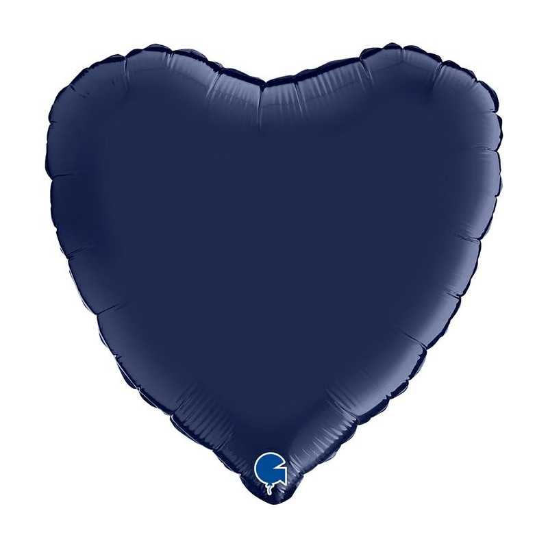 Ballon XXL Alu Coeur Bleu Marine Mat 91cm