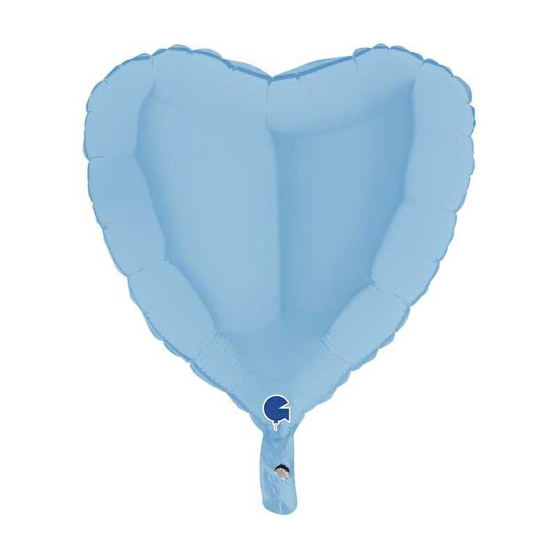 Ballon XXL Alu Coeur Bleu Clair Mat 91cm