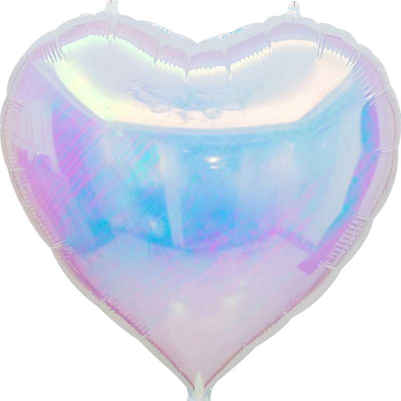Grand Ballon Alu XL Coeur Irisé Holographique