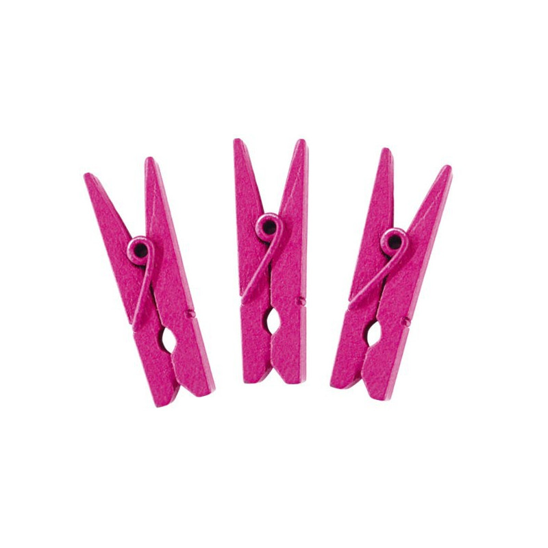 Pinces roses fushia en bois x 20