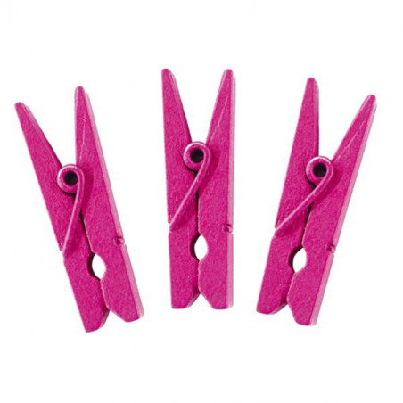 Pinces roses fushia en bois x 20