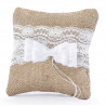 coussin alliances jute et dentelle rustique et chic