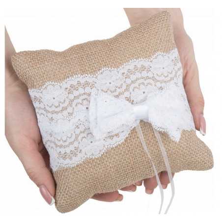 porte alliances jute et dentelle