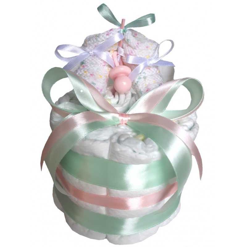 gâteau de couches mint et rose