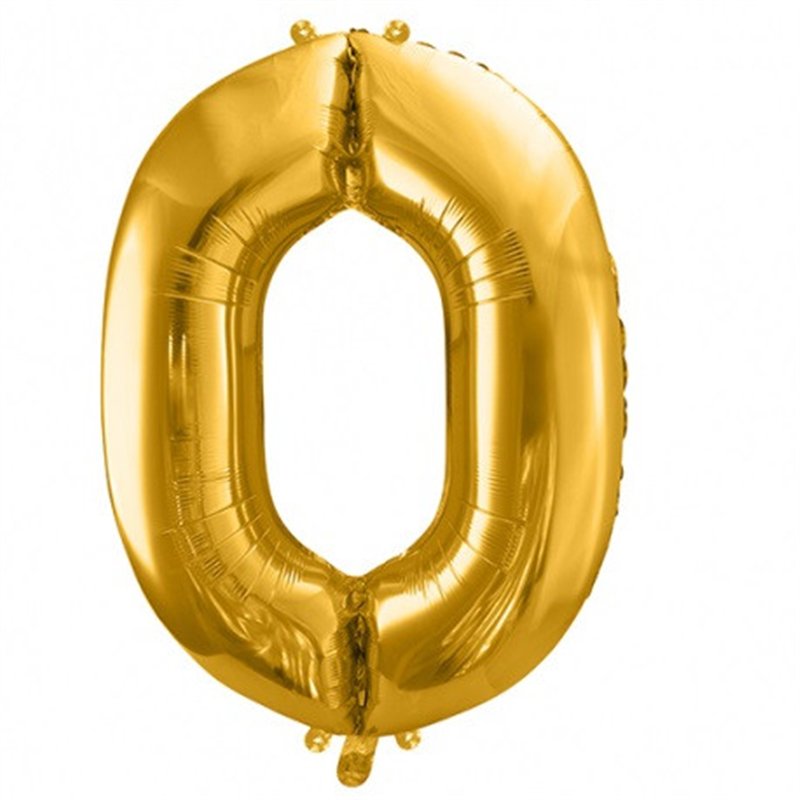 Ballon Chiffre 0 Zéro – Aluminium Doré Brillant – 86 cm