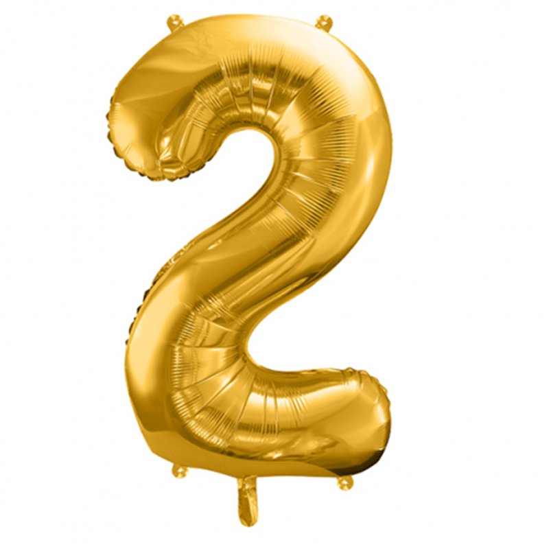 Ballon Chiffre 2 Deux – Aluminium Doré Brillant – 86 cm