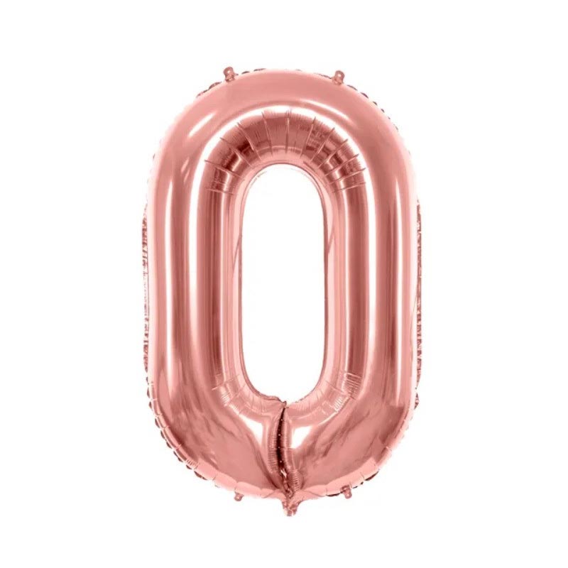 Ballon Chiffre 0 Zéro – Aluminium Rose Gold Brillant – 86 cm