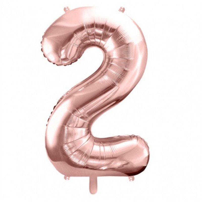 Ballon Chiffre 2 Deux – Aluminium Rose Gold Brillant – 86 cm