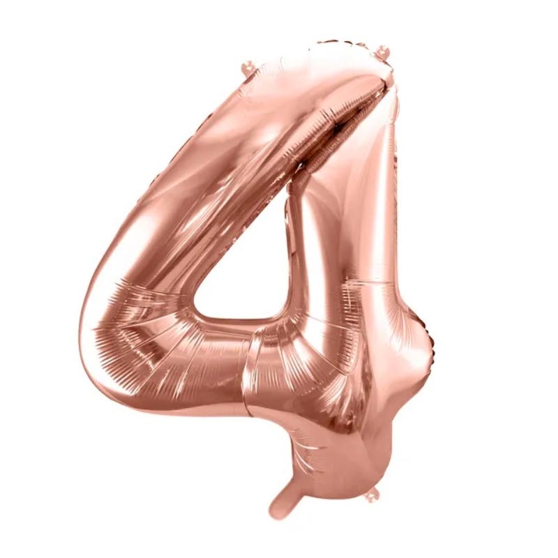 Ballon Chiffre 4 Quatre – Aluminium Rose Gold Brillant – 86 cm