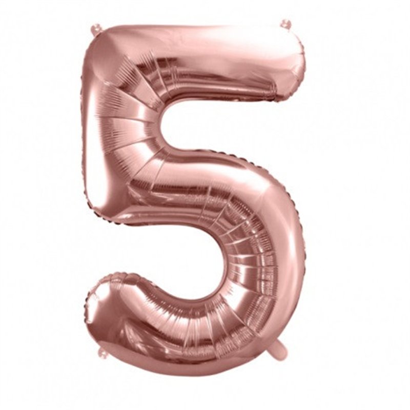 Ballon Chiffre 5 Cinq – Aluminium Rose Gold Brillant – 86 cm