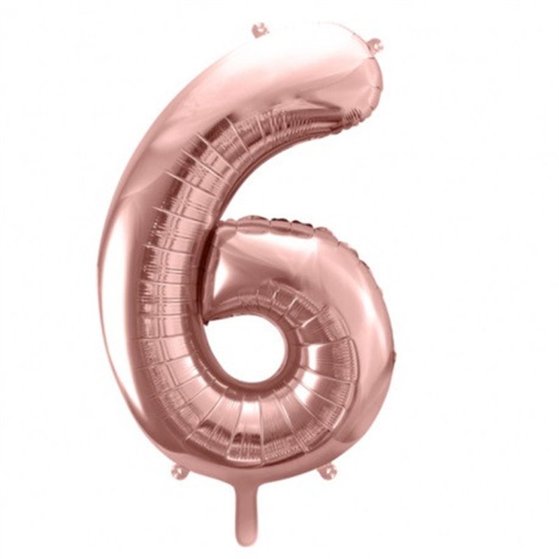 Ballon Chiffre 6 Six – Aluminium Rose Gold Brillant – 86 cm