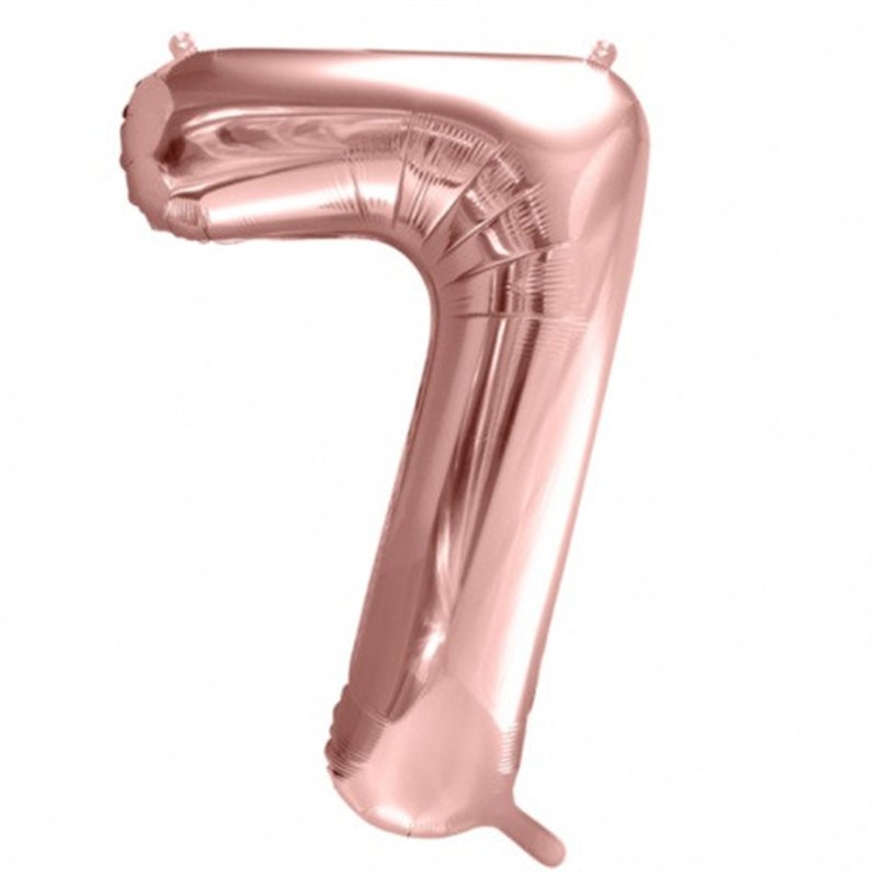 Ballon Chiffre 7 Sept – Aluminium Rose Gold Brillant – 86 cm