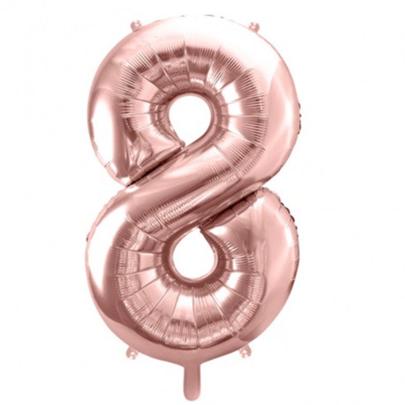 Ballon Chiffre 8 Huit – Aluminium Rose Gold Brillant – 86 cm