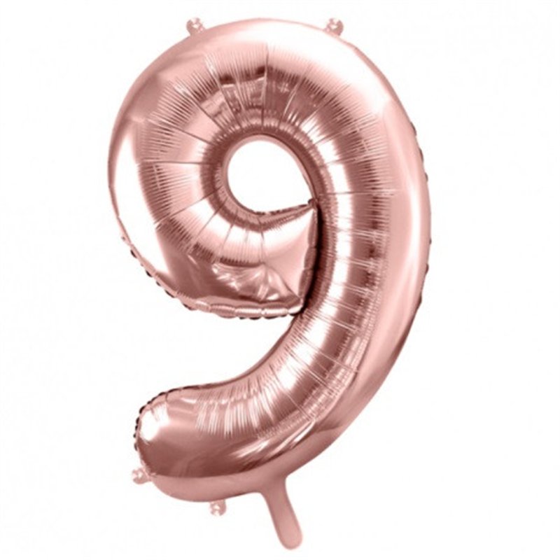 Ballon Chiffre 9 Neuf - Aluminium Rose Gold Brillant – 86 cm