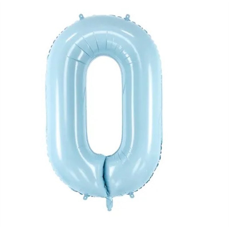 Ballon Chiffre 0 Zéro – Aluminium Bleu Pastel – 86 cm