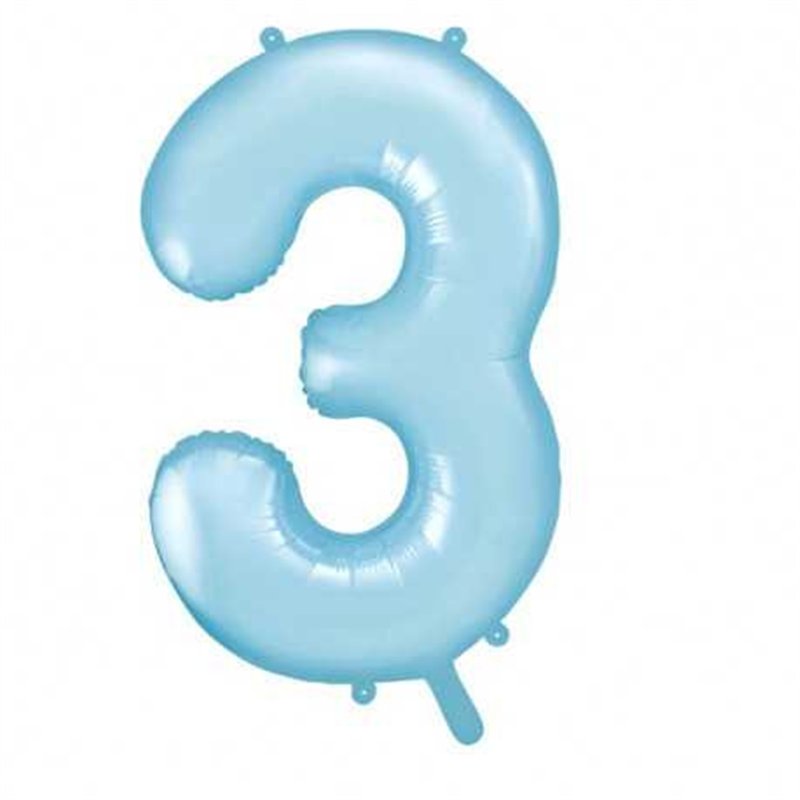 Ballon Chiffre 2 Deux – Aluminium Bleu Pastel – 86 cm