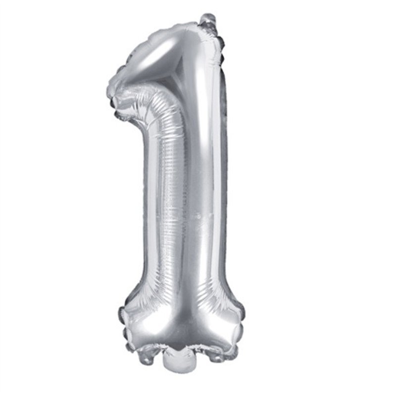 Ballon Chiffre 1 Un – Aluminium Argent Brillant – 35cm