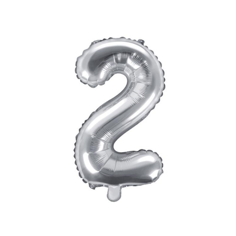 Ballon Chiffre 2 deux – Aluminium Argent Brillant – 35cm