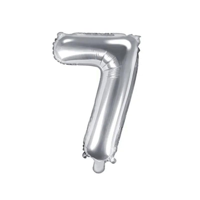 Ballon Chiffre 7 Sept – Aluminium Argent Brillant – 35cm