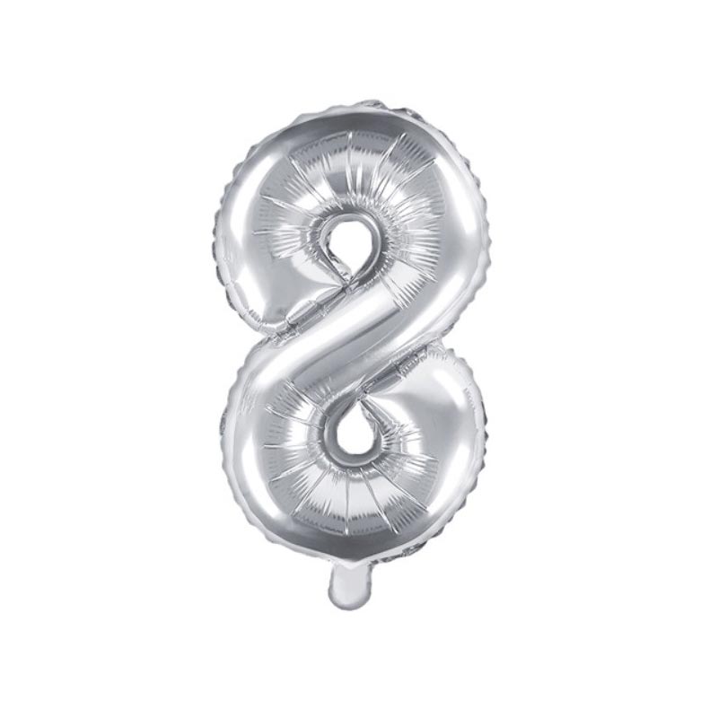 Ballon Chiffre 8 Huit – Aluminium Argent Brillant – 35cm
