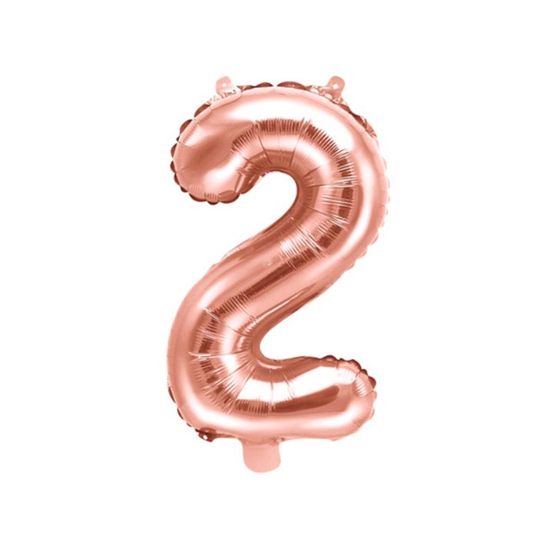 Ballon Chiffre 2 Deux – Aluminium Rose Gold Brillant – 35 cm