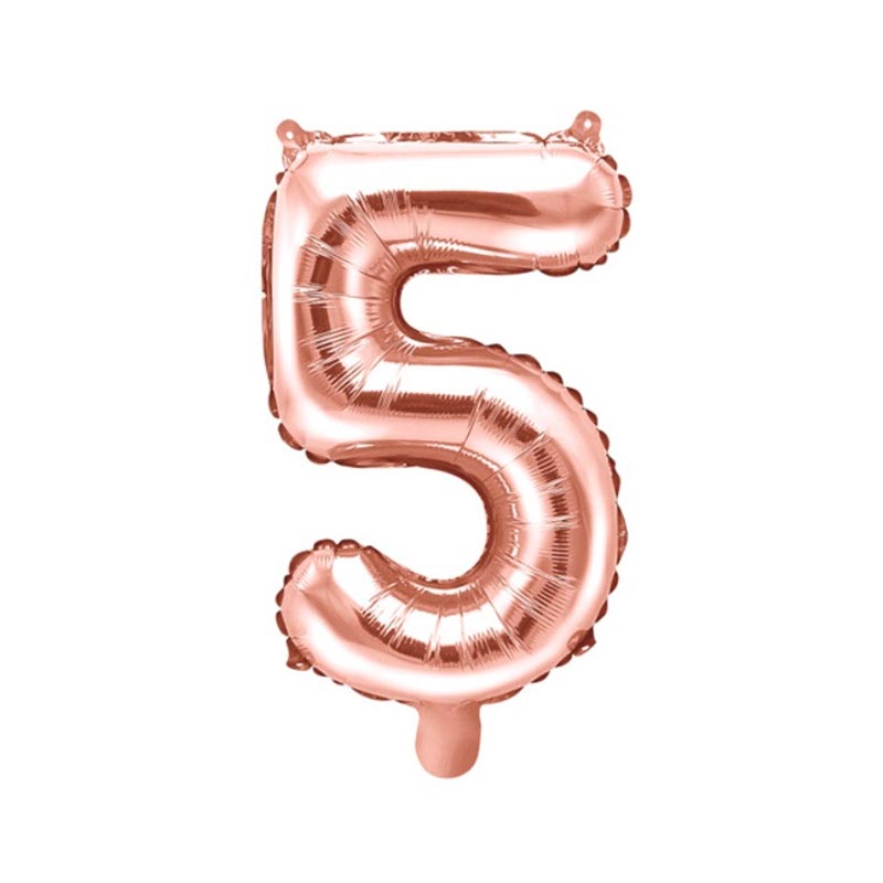 Ballon Chiffre 5 Cinq – Aluminium Rose Gold Brillant – 35 cm
