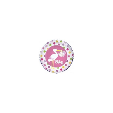 Ballon Géant Alu Baby Shower Cigogne Rose Naissance Ballon Géant Alu Baby Shower Cigogne Rose Naissance
