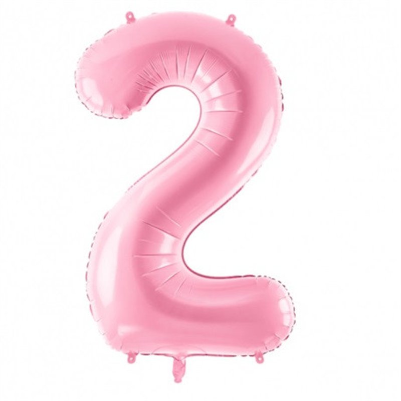 Ballon Chiffre 2 Deux – Aluminium Rose Brillant – 86 cm