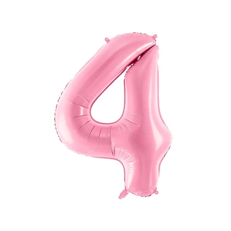 Ballon Chiffre 4 Quatre – Aluminium Rose Brillant – 86 cm