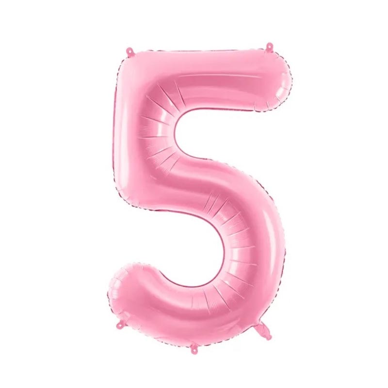 Ballon Chiffre 5 Cinq – Aluminium Rose Brillant – 86 cm