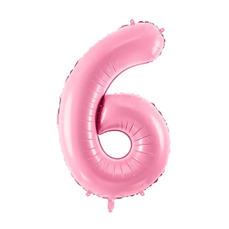 Ballon Chiffre 6 Six – Aluminium Rose Brillant – 86 cm