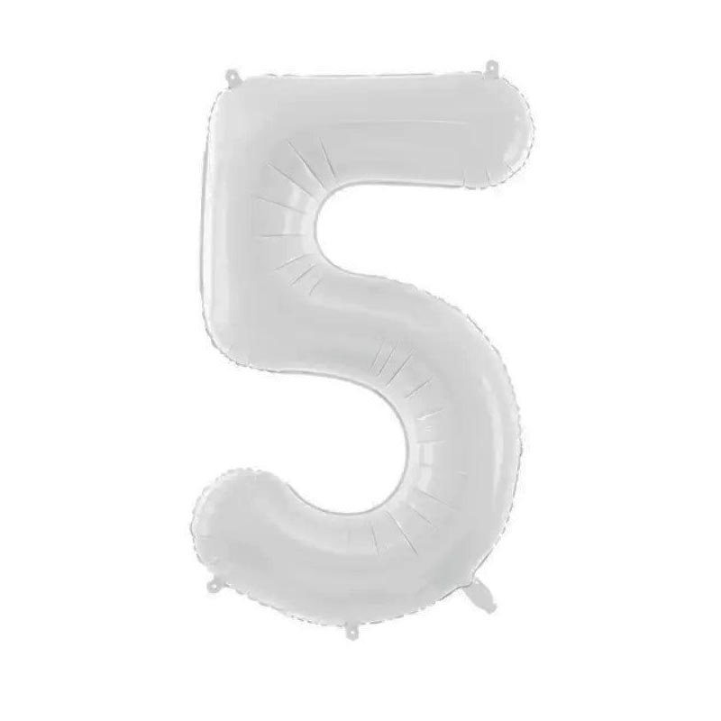 Ballon Chiffre 5 Cinq – Aluminium Blanc – 86 cm