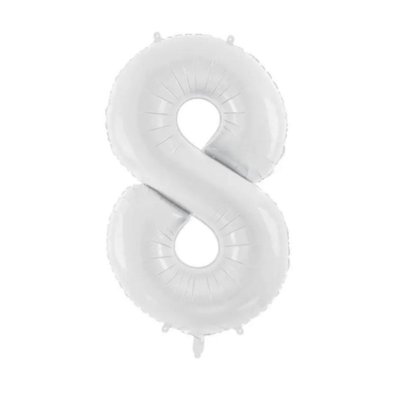 Ballon Chiffre 8 Huit – Aluminium Blanc – 86 cm